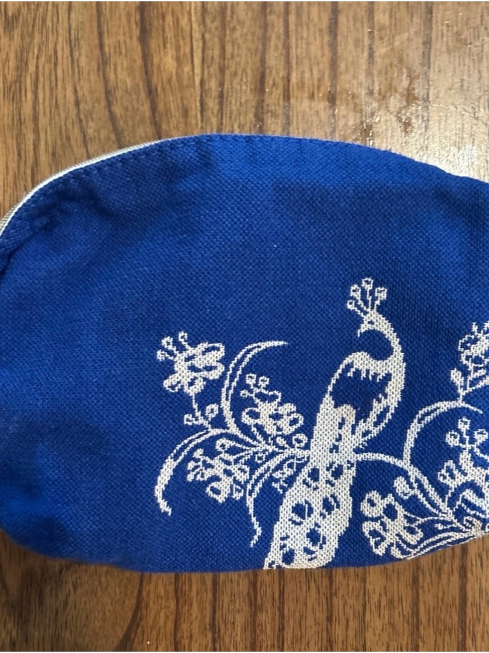 Blue Floral Peacock Cosmetic Pouch